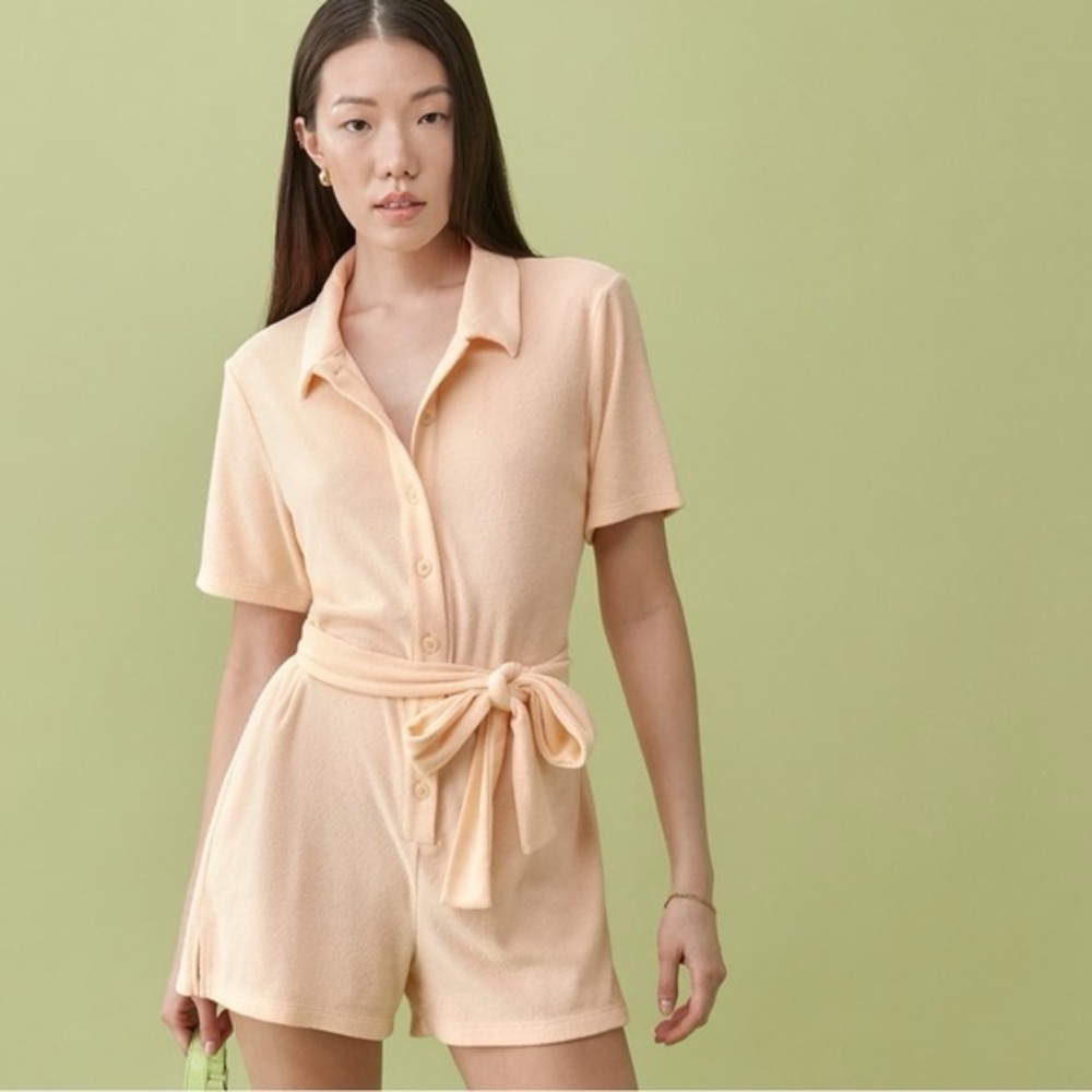 REFORMATION Ramini Peach Terrycloth Jumpsuit Romper